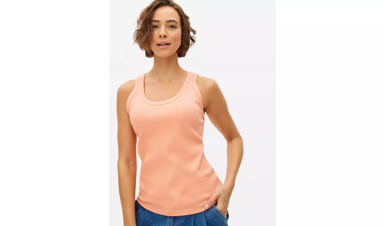 Coral Ribbed Scoop Neck Vest 26