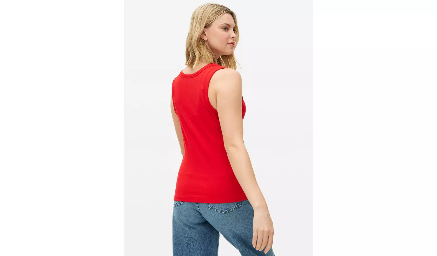 Red Ribbed Scoop Neck Vest 14