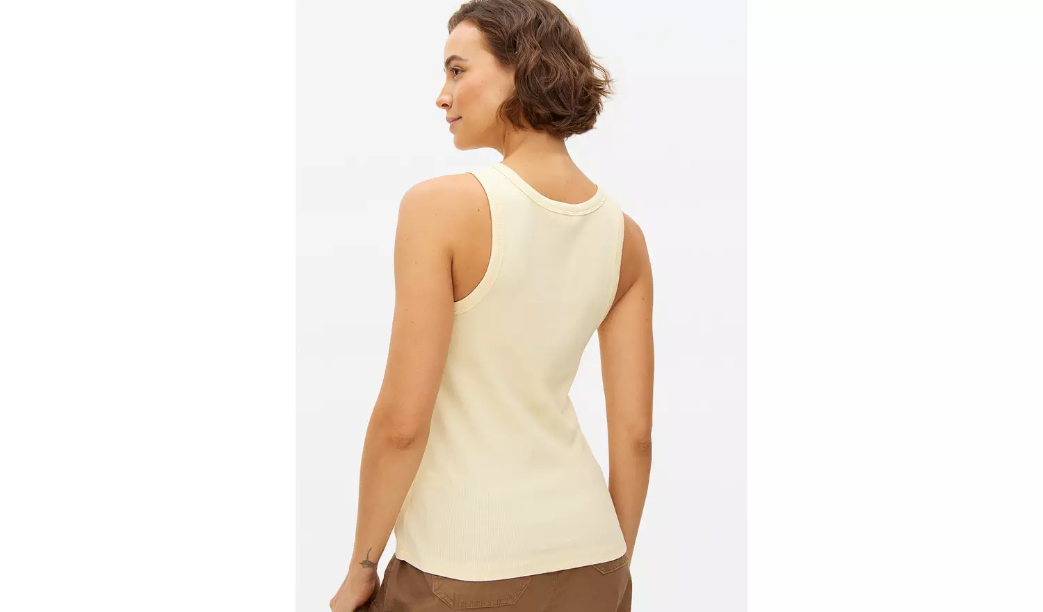 Yellow Ribbed Scoop Neck Vest 12