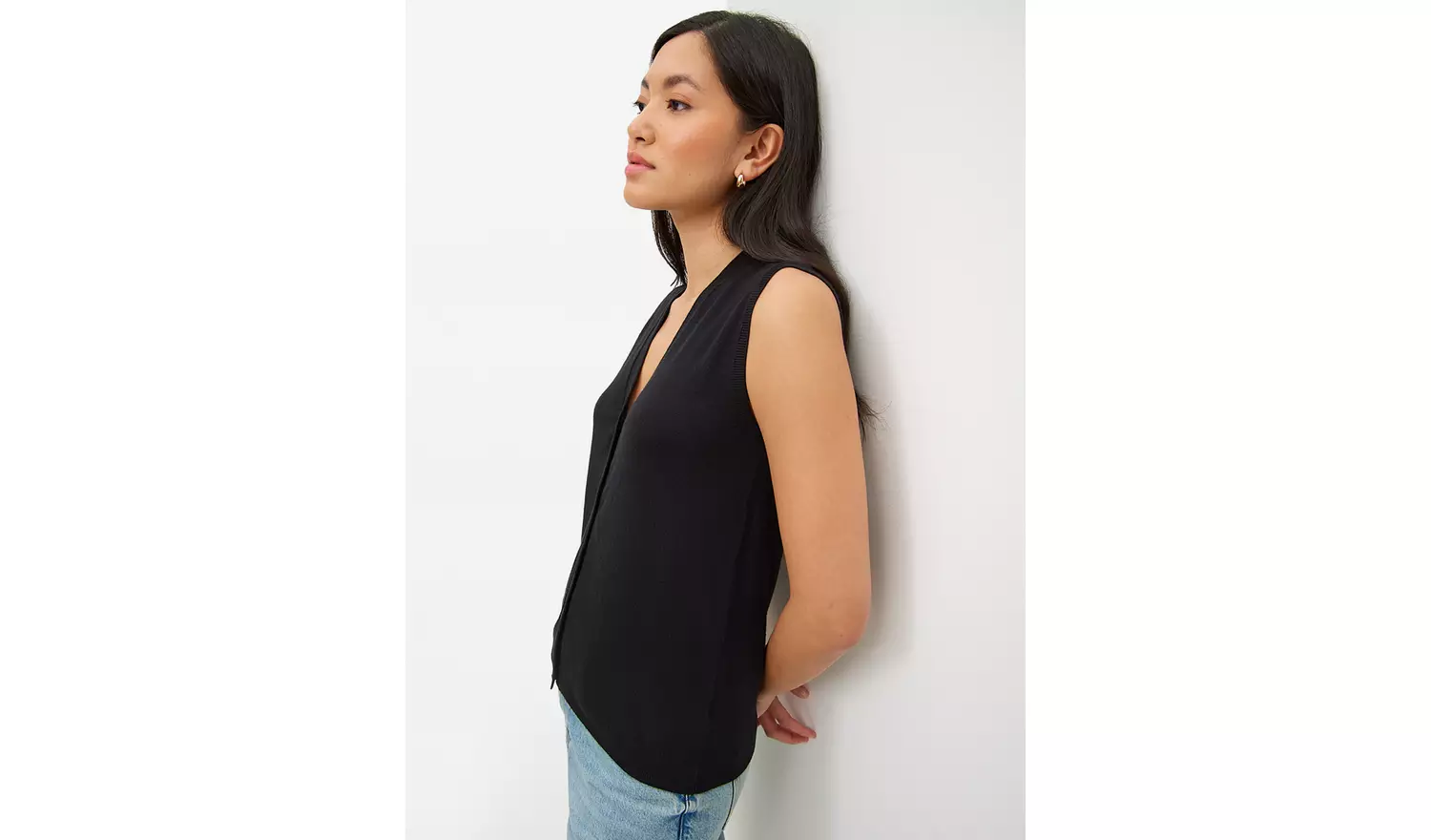 Black Button Soft Touch Sleeveless Vest 6