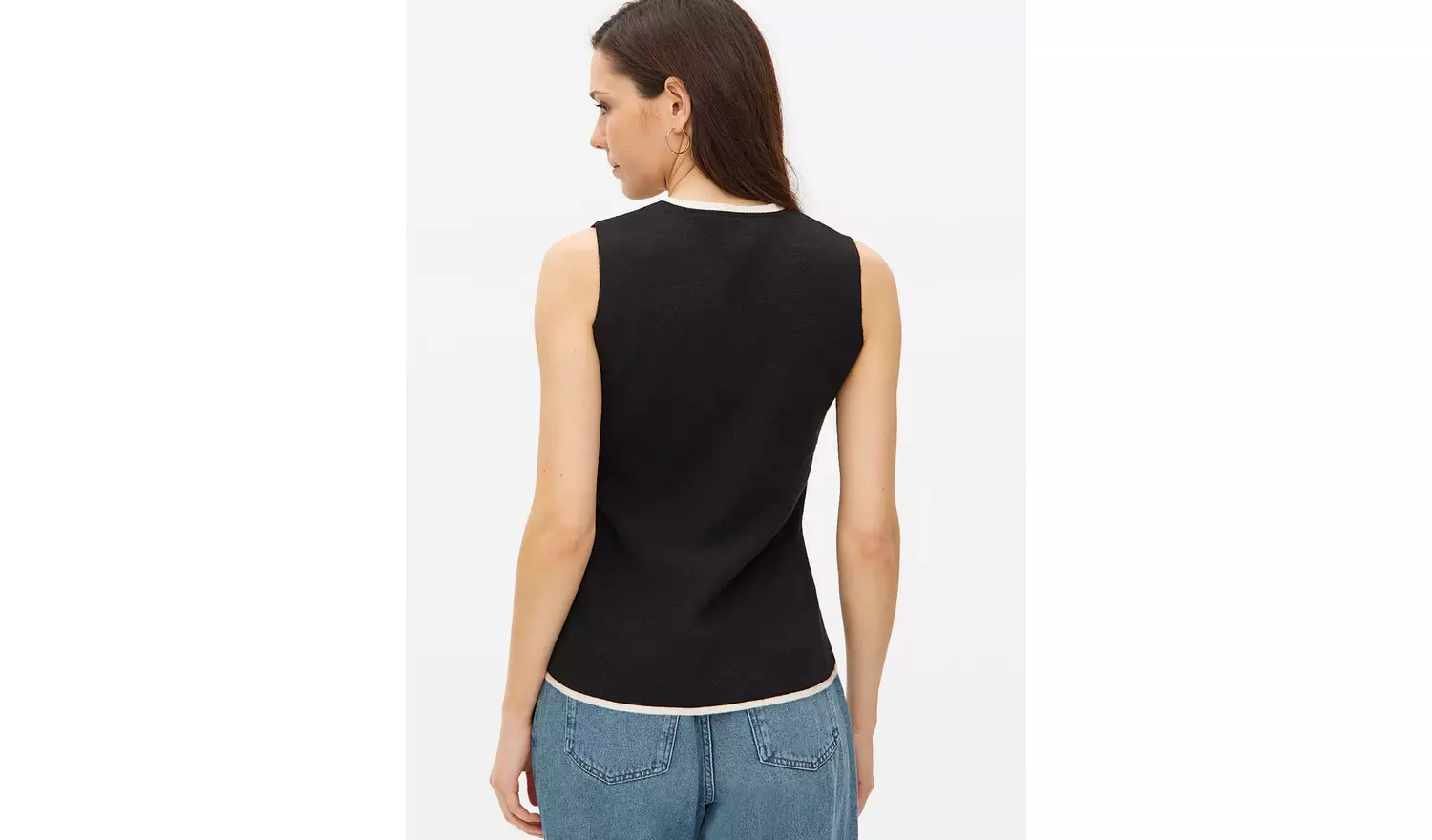 Black Contrast Tipped Co-ord Vest XL