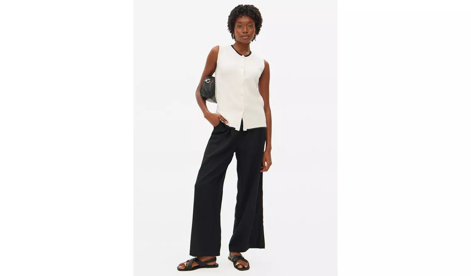 Cream Contrast Tipped Co-ord Vest XL