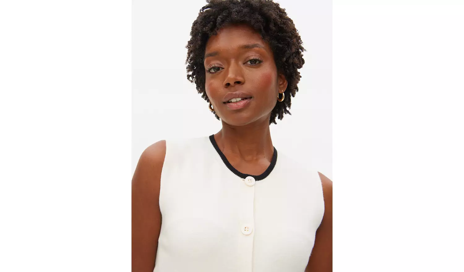 Cream Contrast Tipped Co-ord Vest XL