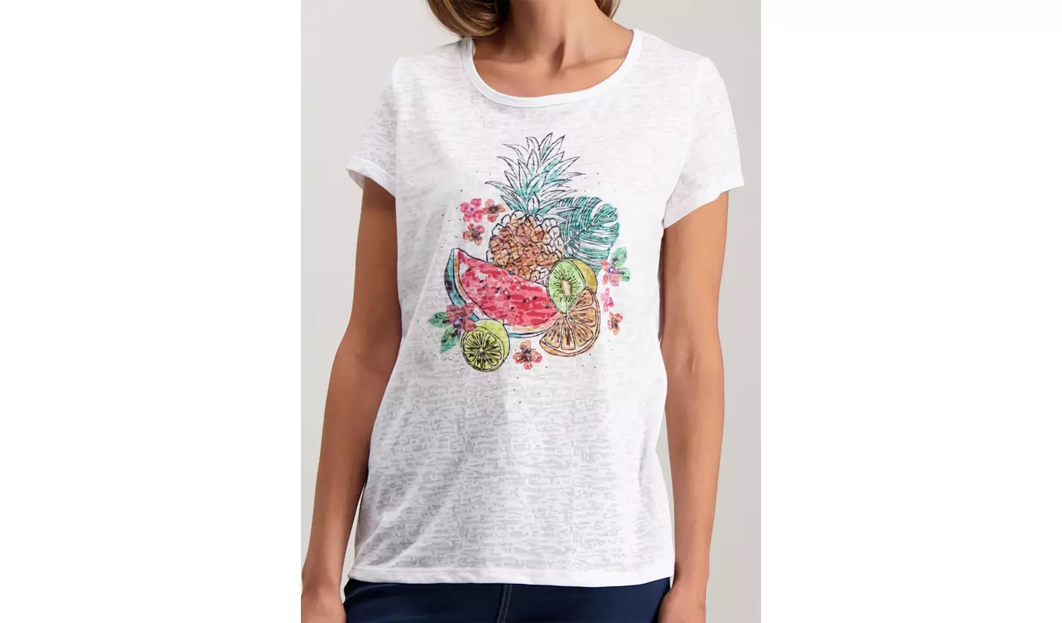 White Burnout Graphic T-shirt - 6