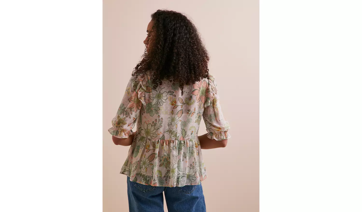 Everbelle Floral Dobby Chiffon Frill Blouse - 8