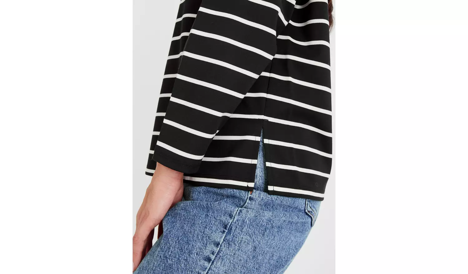 Black Mono Stripe Ponte Top 14