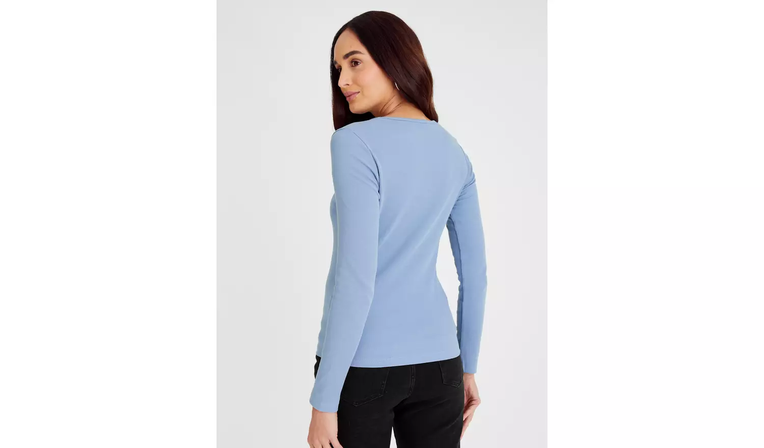 Blue Sweetheart Neckline Long Sleeve Top 18