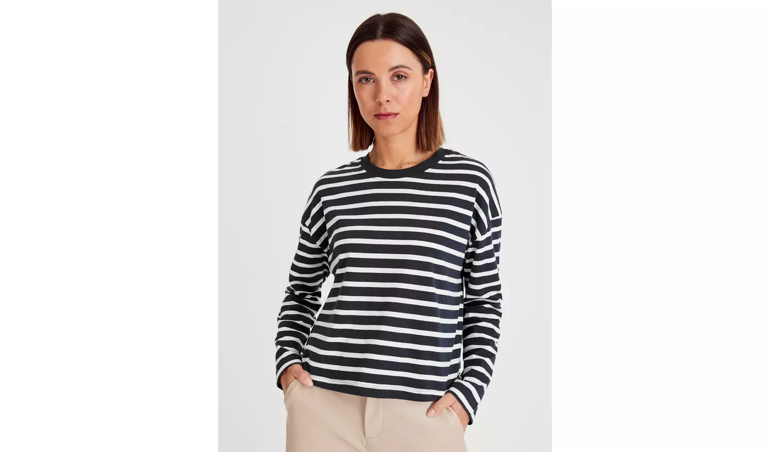 Oversized Navy Stripe Long Sleeve T-Shirt 22