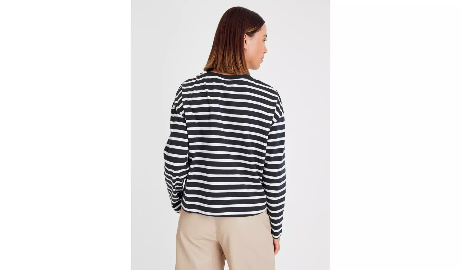 Oversized Navy Stripe Long Sleeve T-Shirt 18