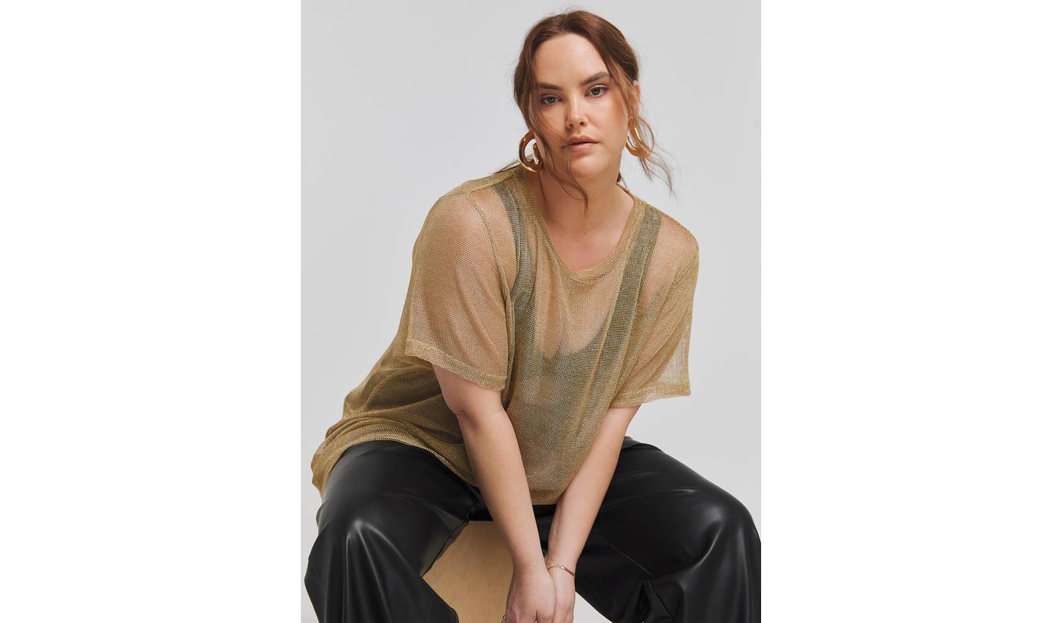 SIMPLY BE Metallic Relaxed Fit Tee 12