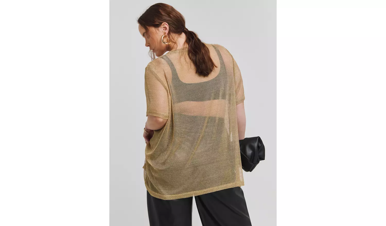 SIMPLY BE Metallic Relaxed Fit Tee 32