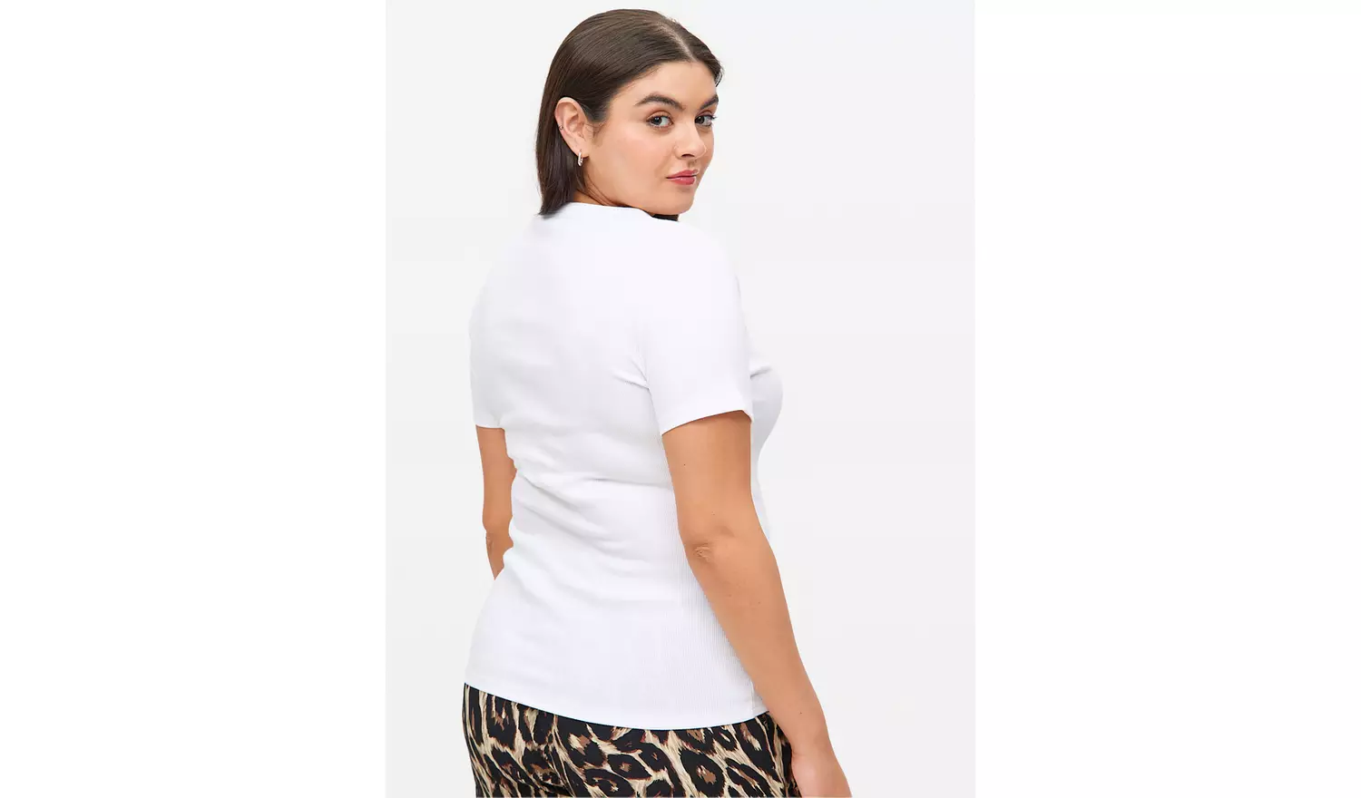 Cream Ribbed V Neck Short Sleeve T-Shirt 18