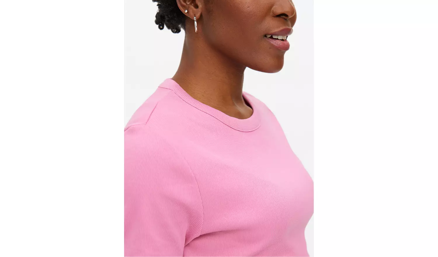 Bright Pink Ribbed Crew Neck T-Shirt 18