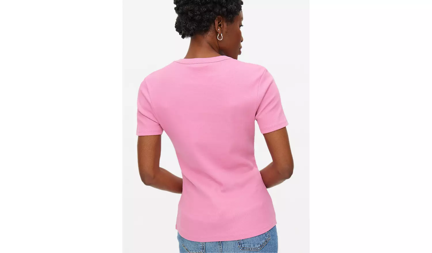 Bright Pink Ribbed Crew Neck T-Shirt 26