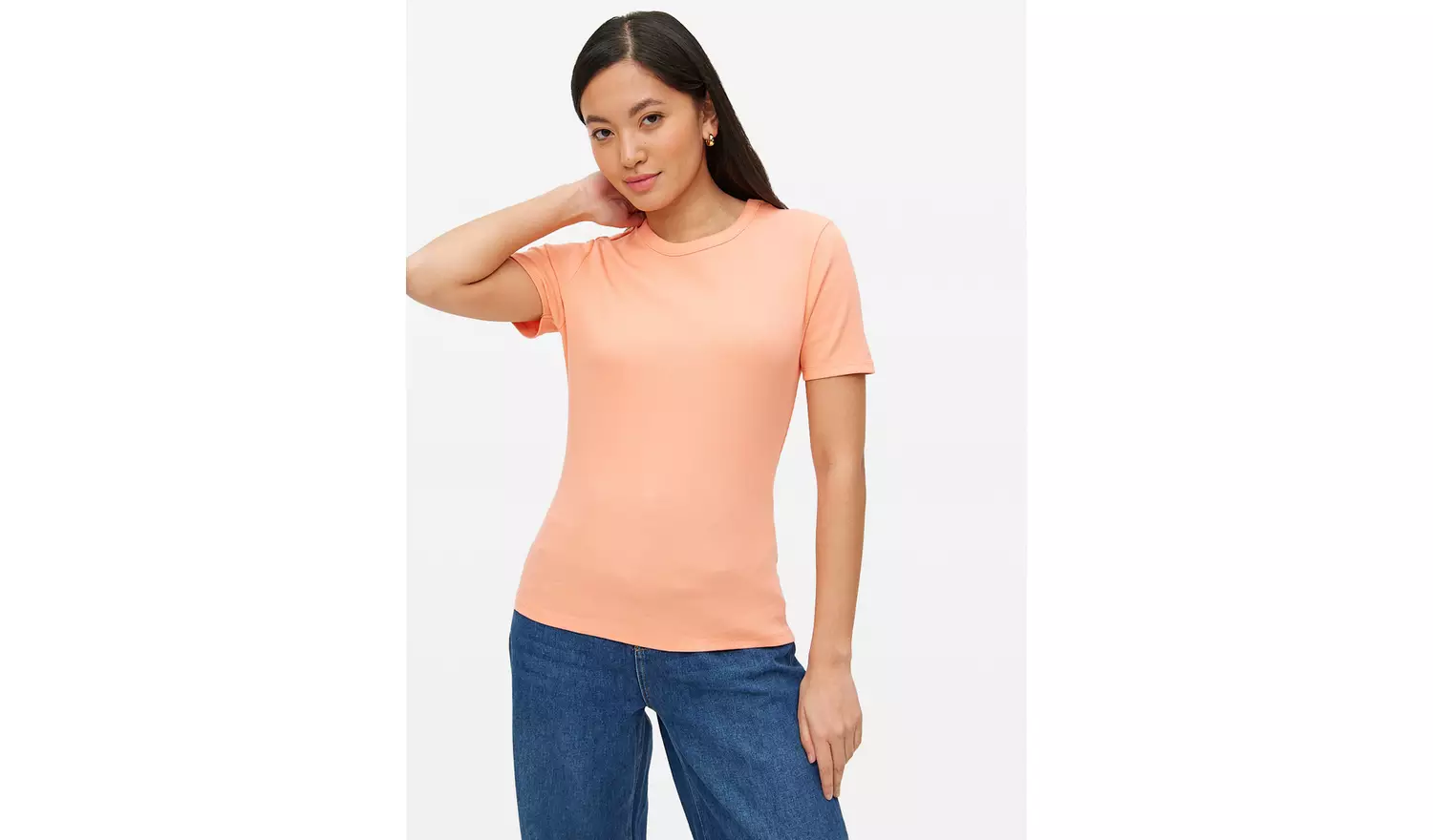 Coral Ribbed Crew Neck T-Shirt 8