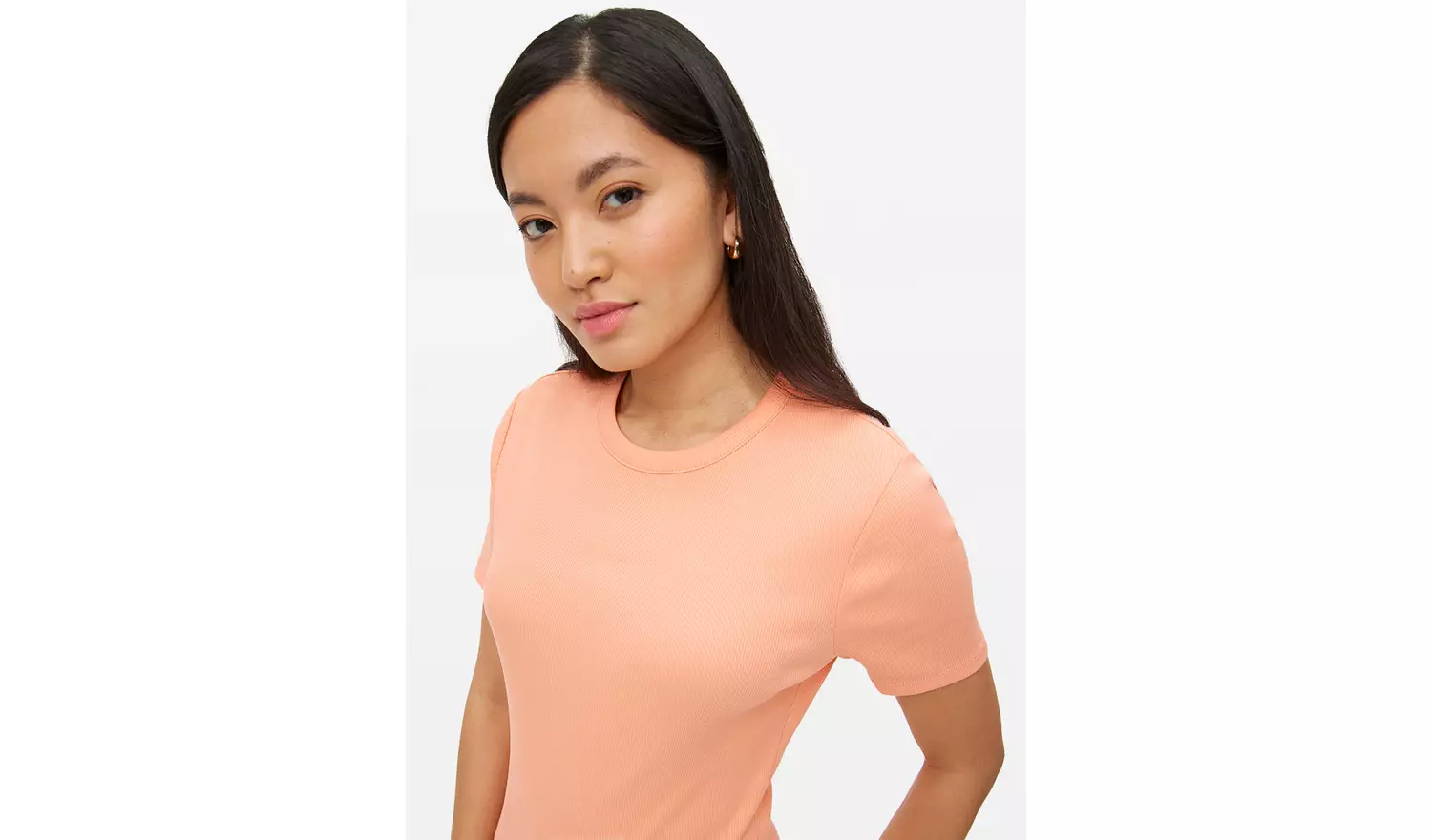 Coral Ribbed Crew Neck T-Shirt 12
