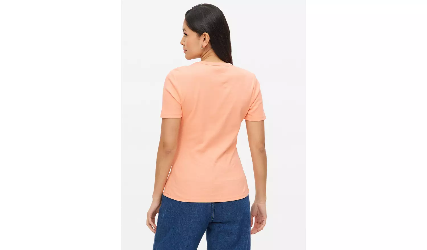 Coral Ribbed Crew Neck T-Shirt 10