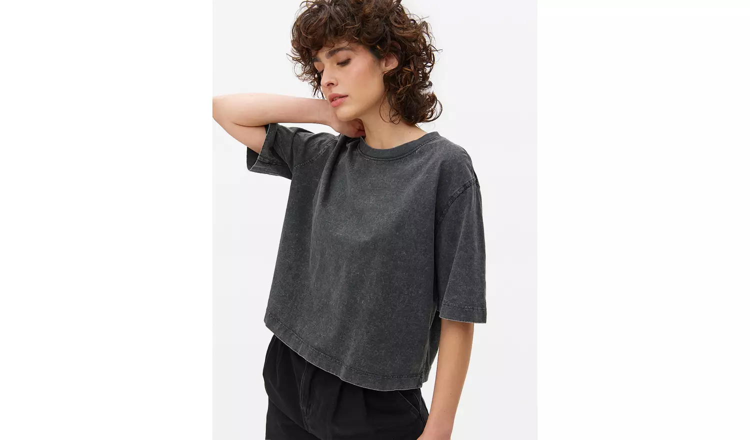 Charcoal Washed Boxy T-Shirt L