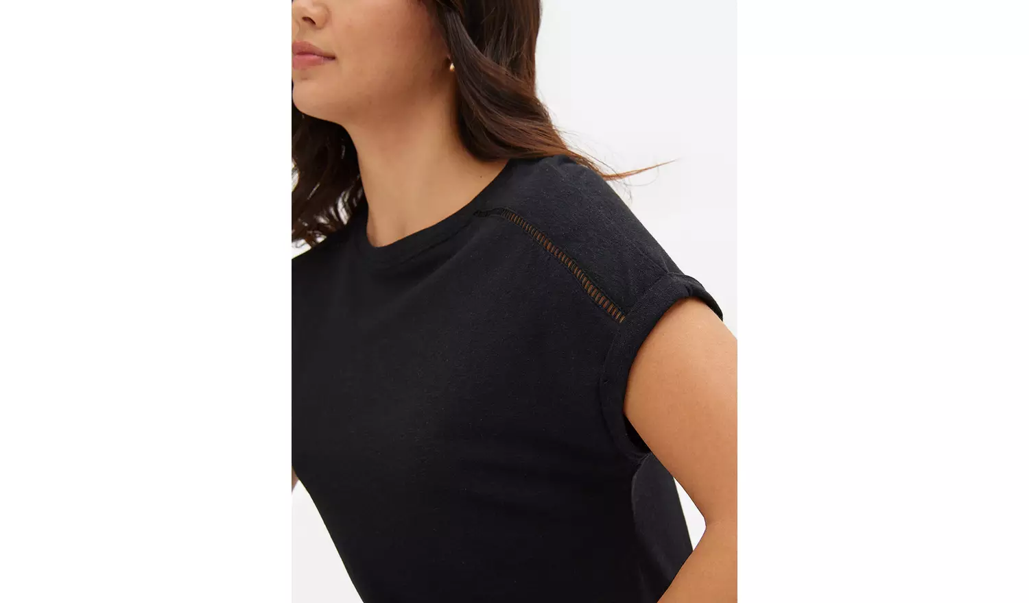 Black Ladder Stitch Linen Blend T-Shirt XXL