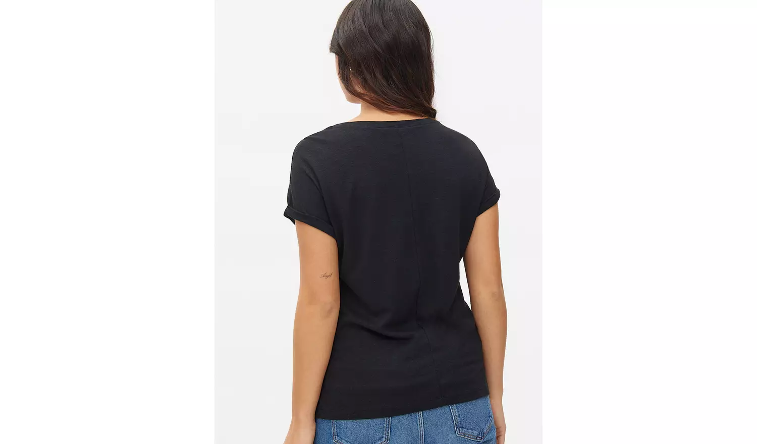 Black Ladder Stitch Linen Blend T-Shirt XL