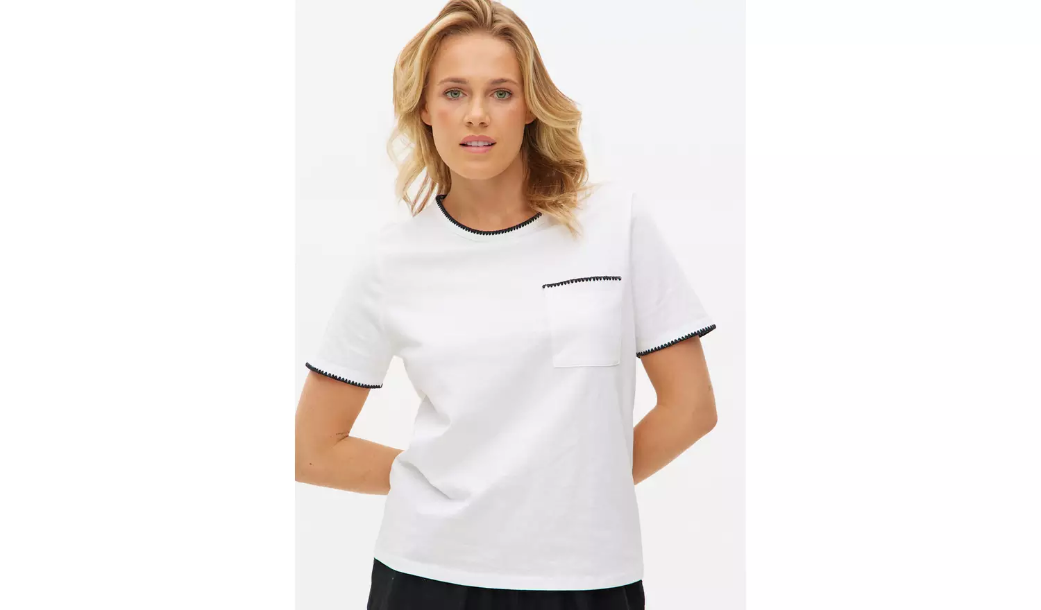 Cream Mono Contrast Blanket Stitch T-Shirt 16