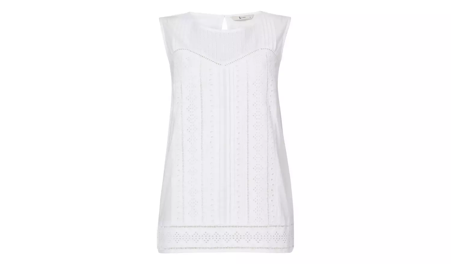 White Pleated Shell Top - 26