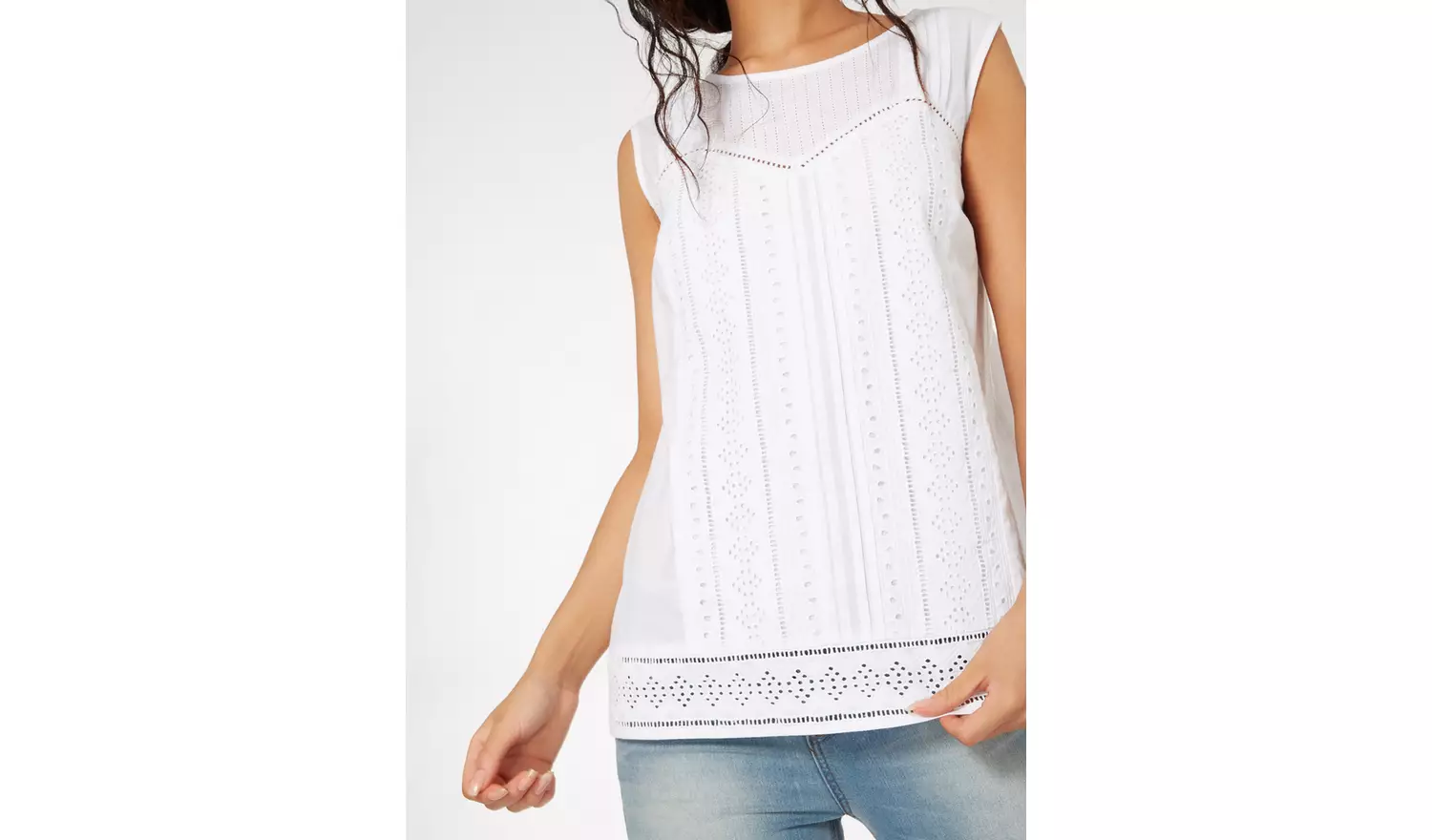 White Pleated Shell Top - 26