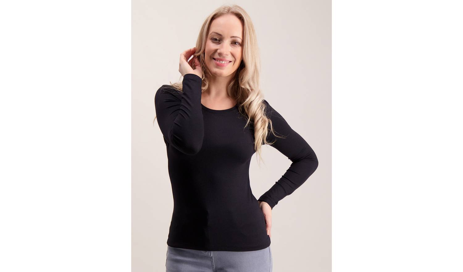 PETITE Online Exclusive Black Long Sleeve T-Shirt - 20