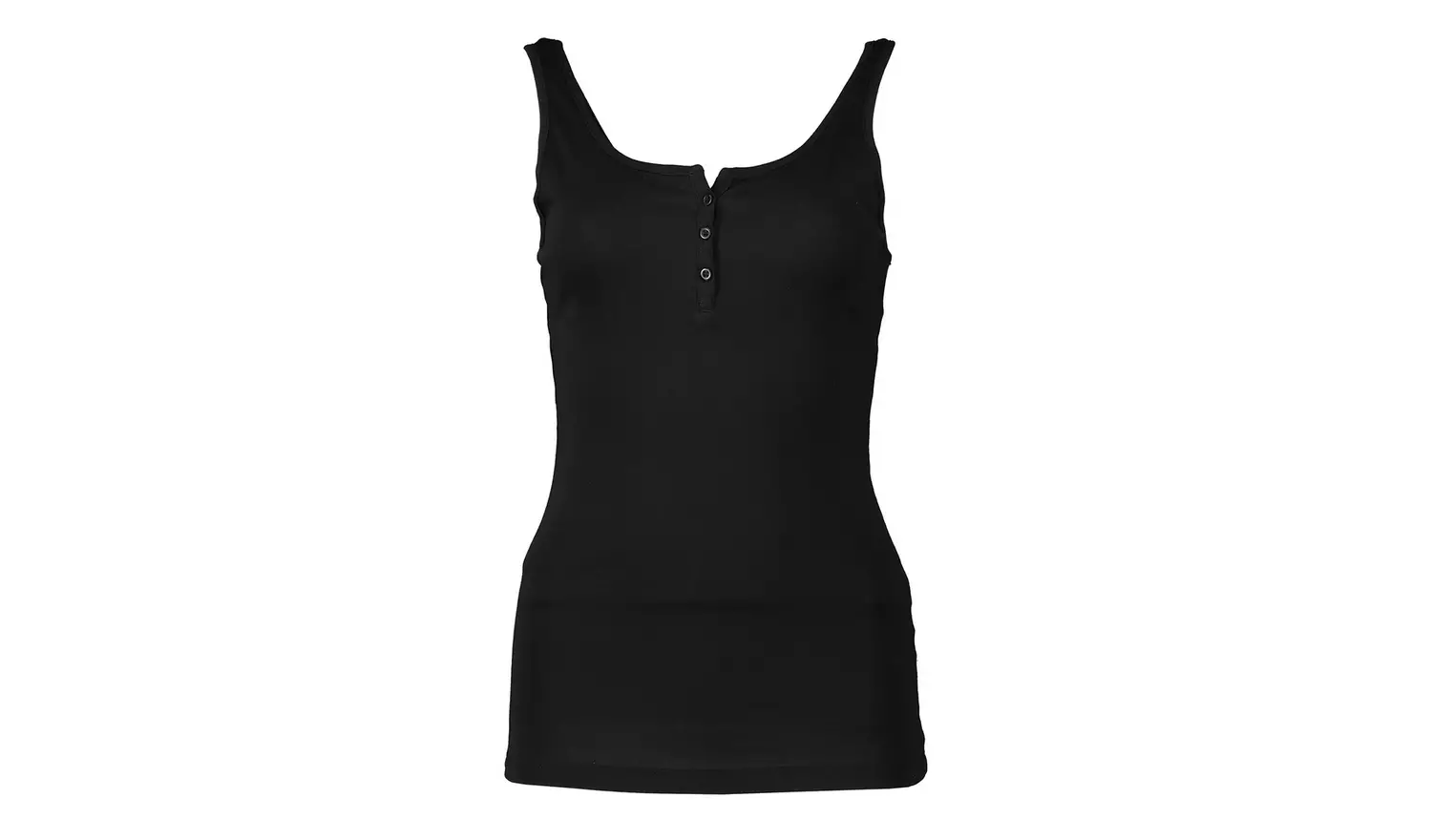Black Henley Vest Top - 6