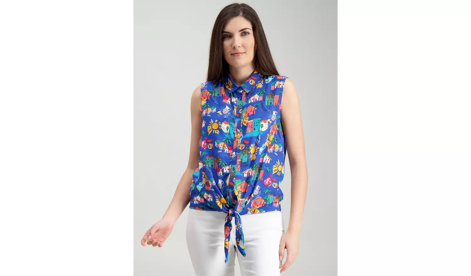 Multicoloured Tie Front Top - 6
