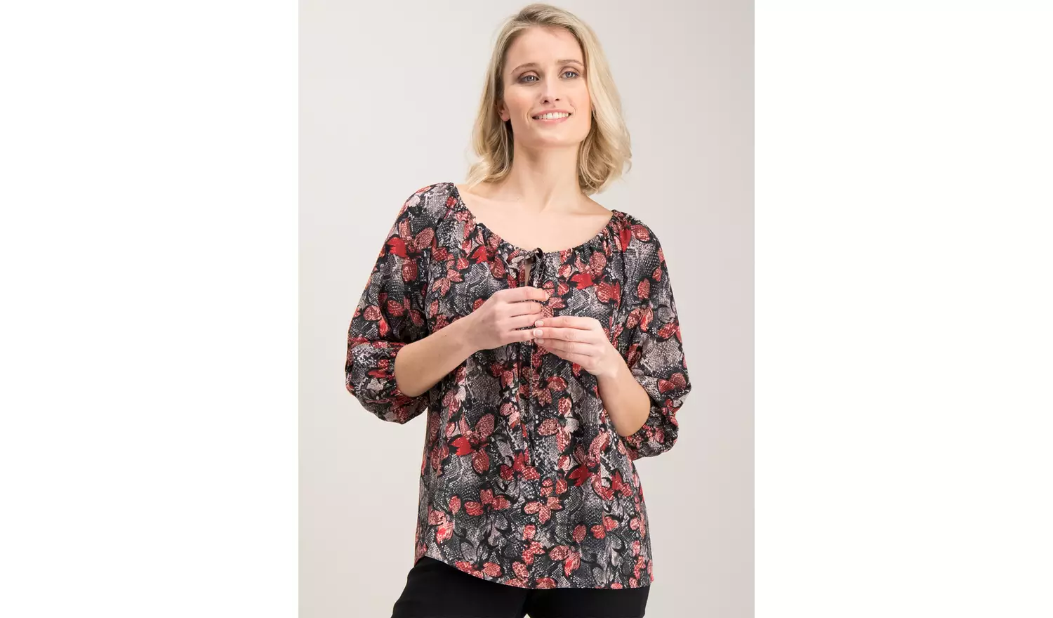 Multicoloured Snake & Floral Print Top - 26