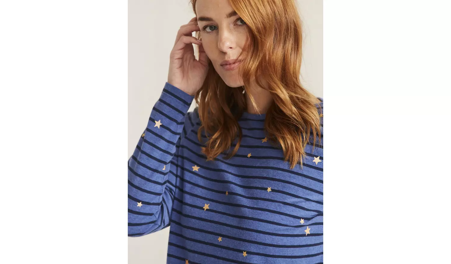FATFACE Blue Organic Cotton Stars Breton Stripe Top - 14