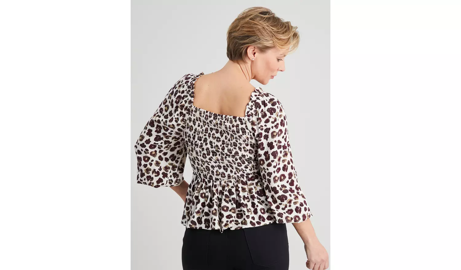 Mono Animal Print Bardot Top - 12
