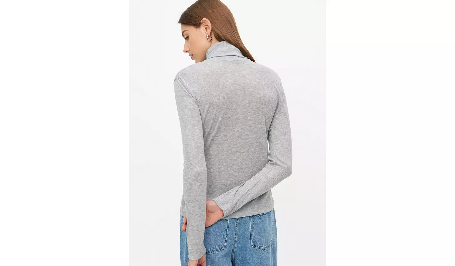 Grey Roll Neck Long Sleeve Top 14