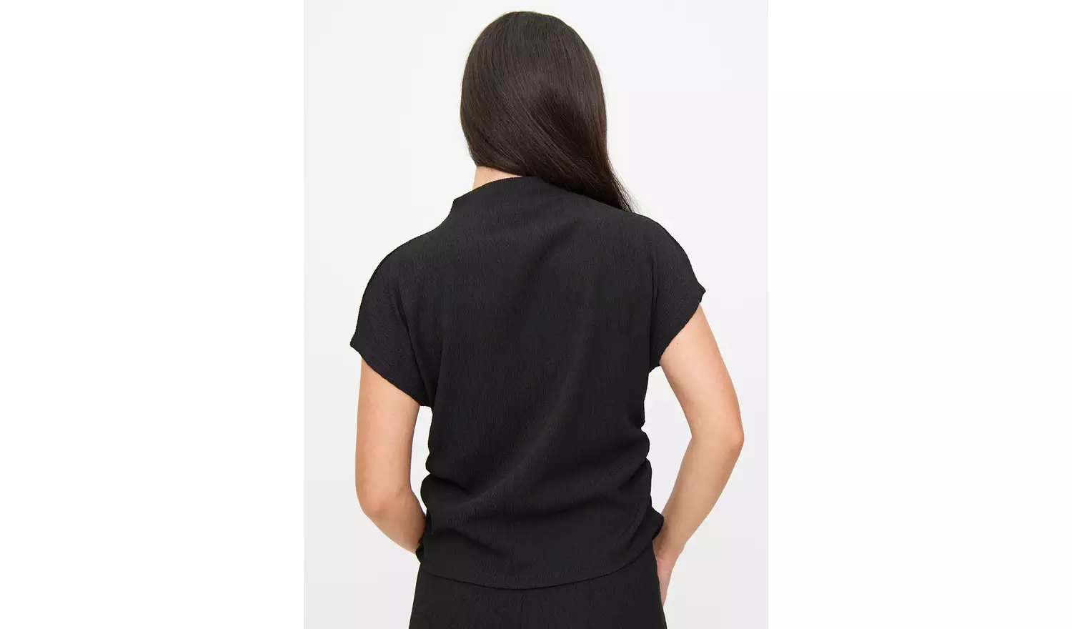 Black Textured High Neck Draped Coord Top 14