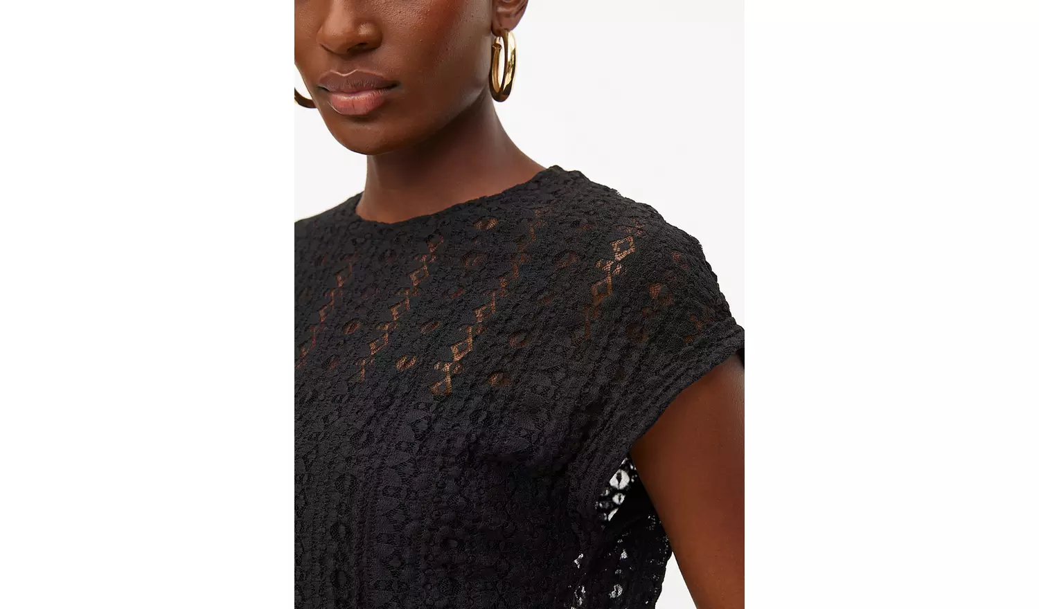 Black Openwork Lace T-Shirt 12