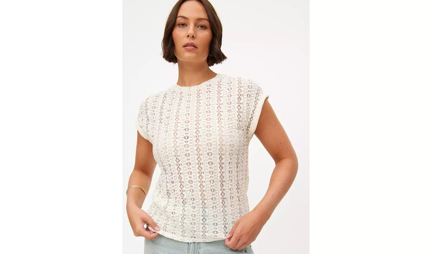 Cream Openwork Lace T-Shirt 14