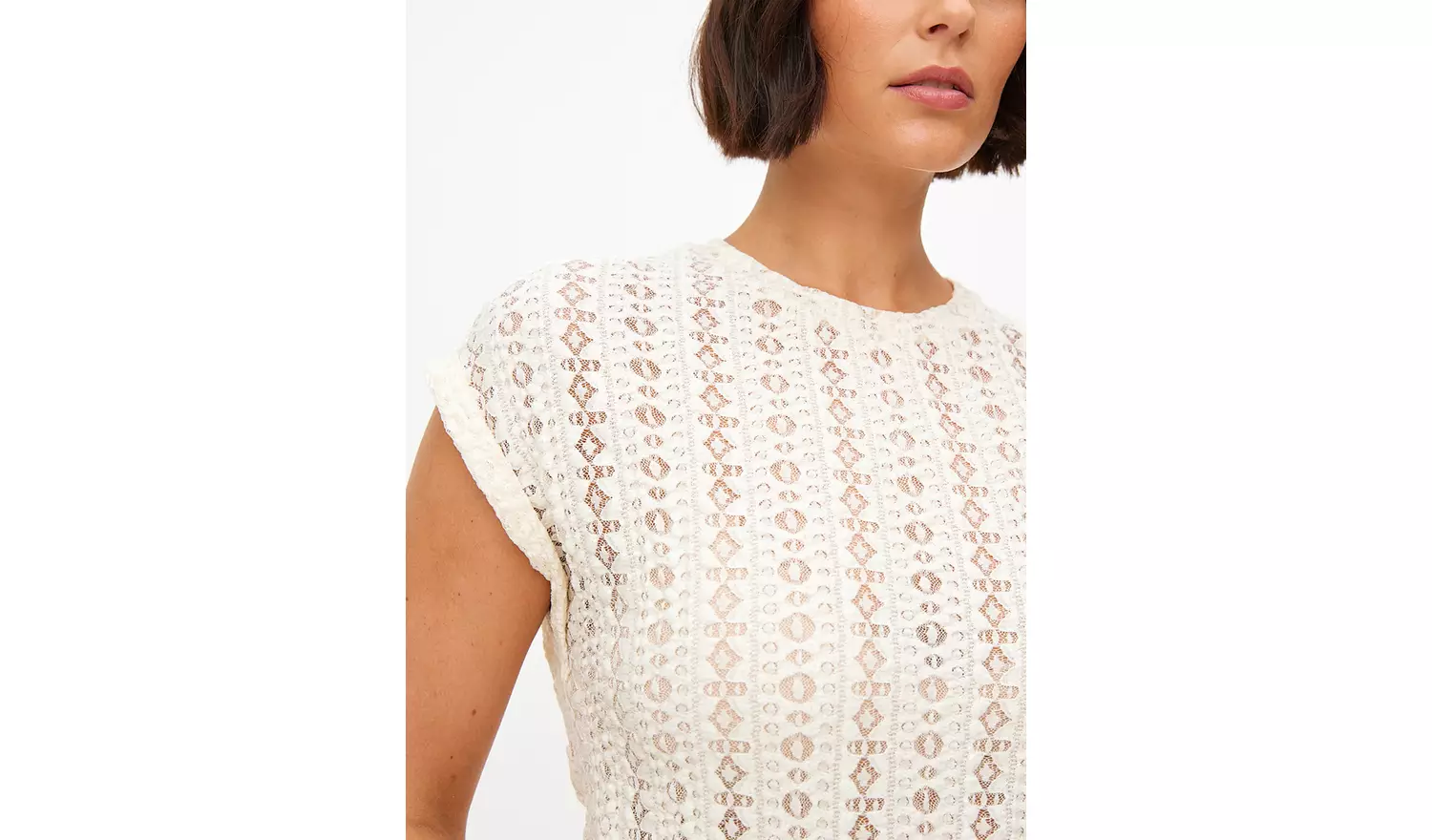 Cream Openwork Lace T-Shirt 10