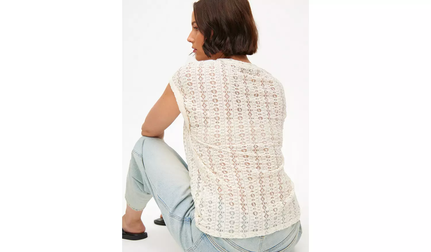 Cream Openwork Lace T-Shirt 14