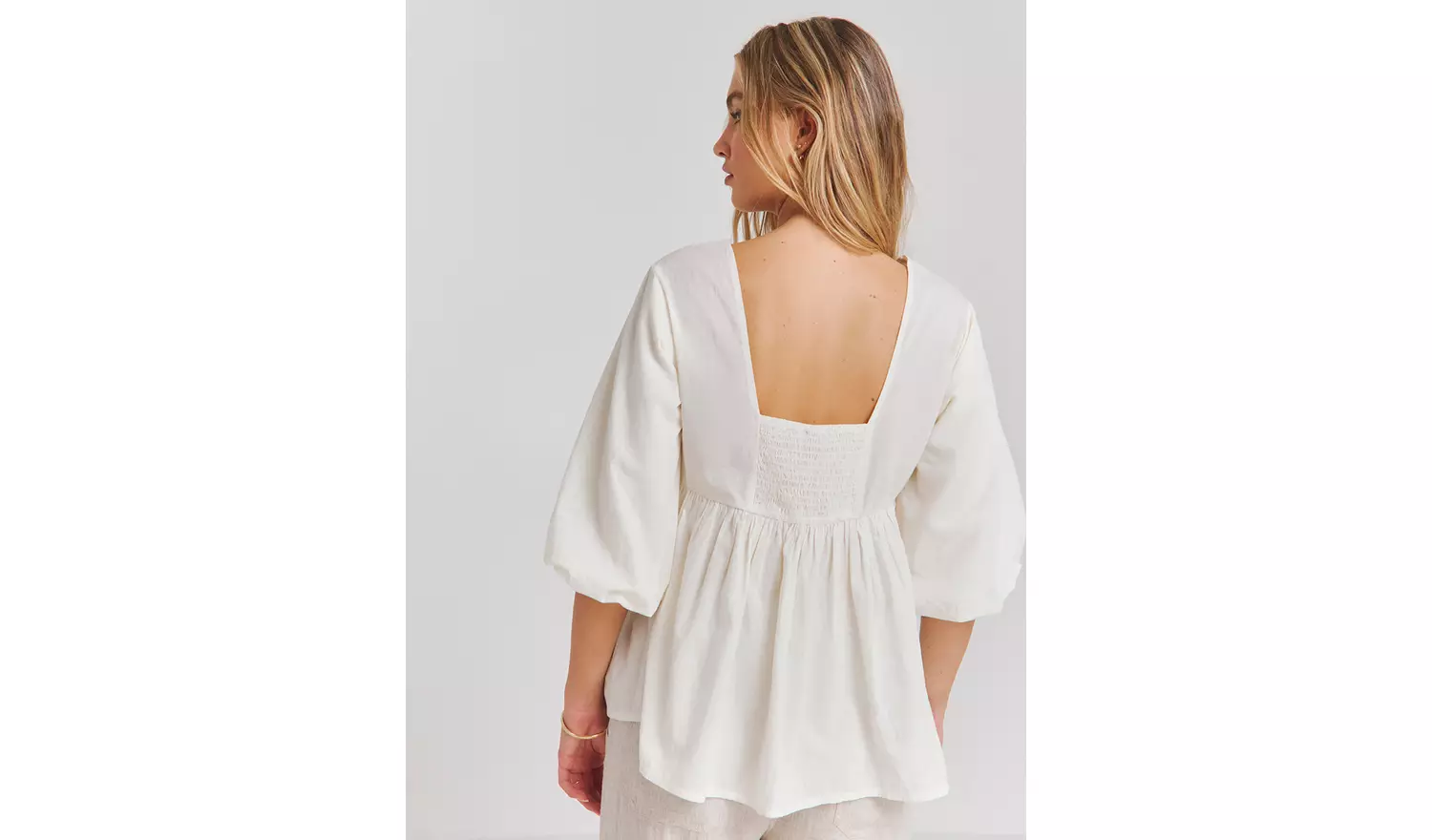 SIMPLY BE Embroidered Puff Sleeve V Neck Smock Top 16