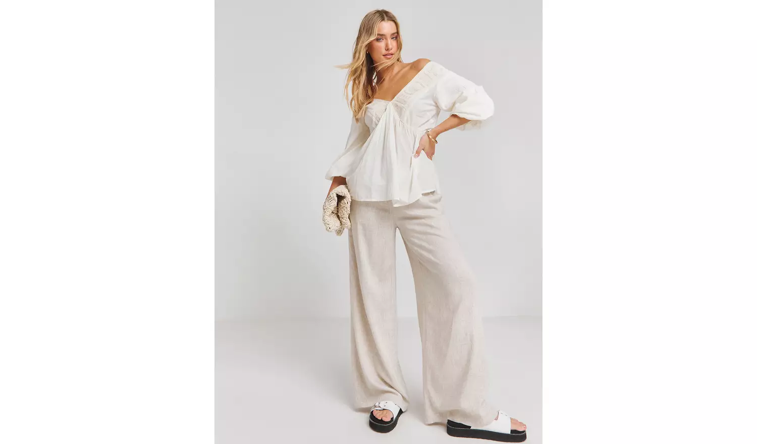 SIMPLY BE Embroidered Puff Sleeve V Neck Smock Top 16