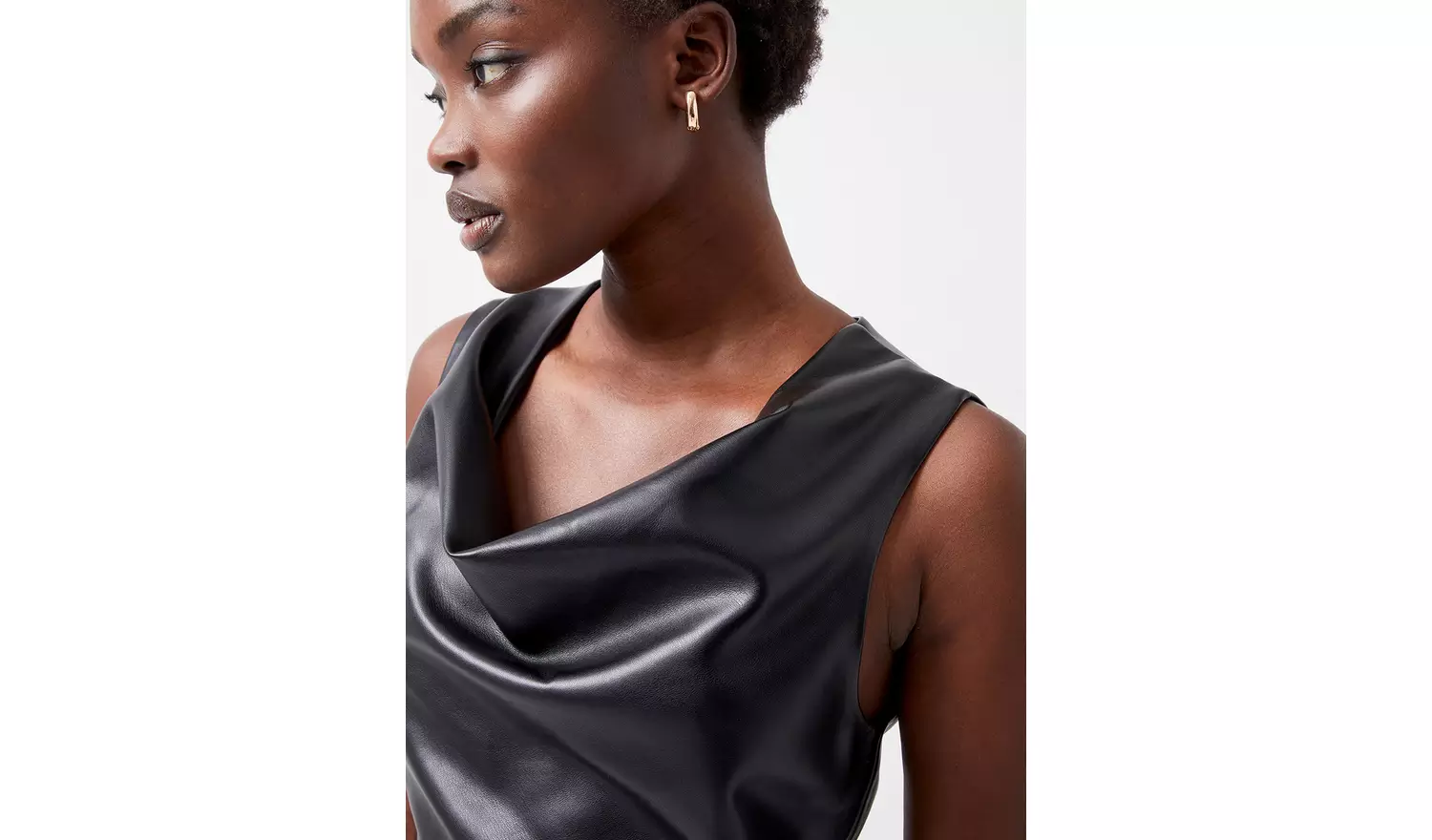 FRENCH CONNECTION Elettra Pu Cowl Neck Sleeveless Top L