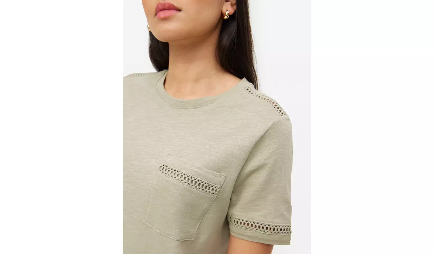 Light Green Cut-Out Embroidered T-Shirt 14
