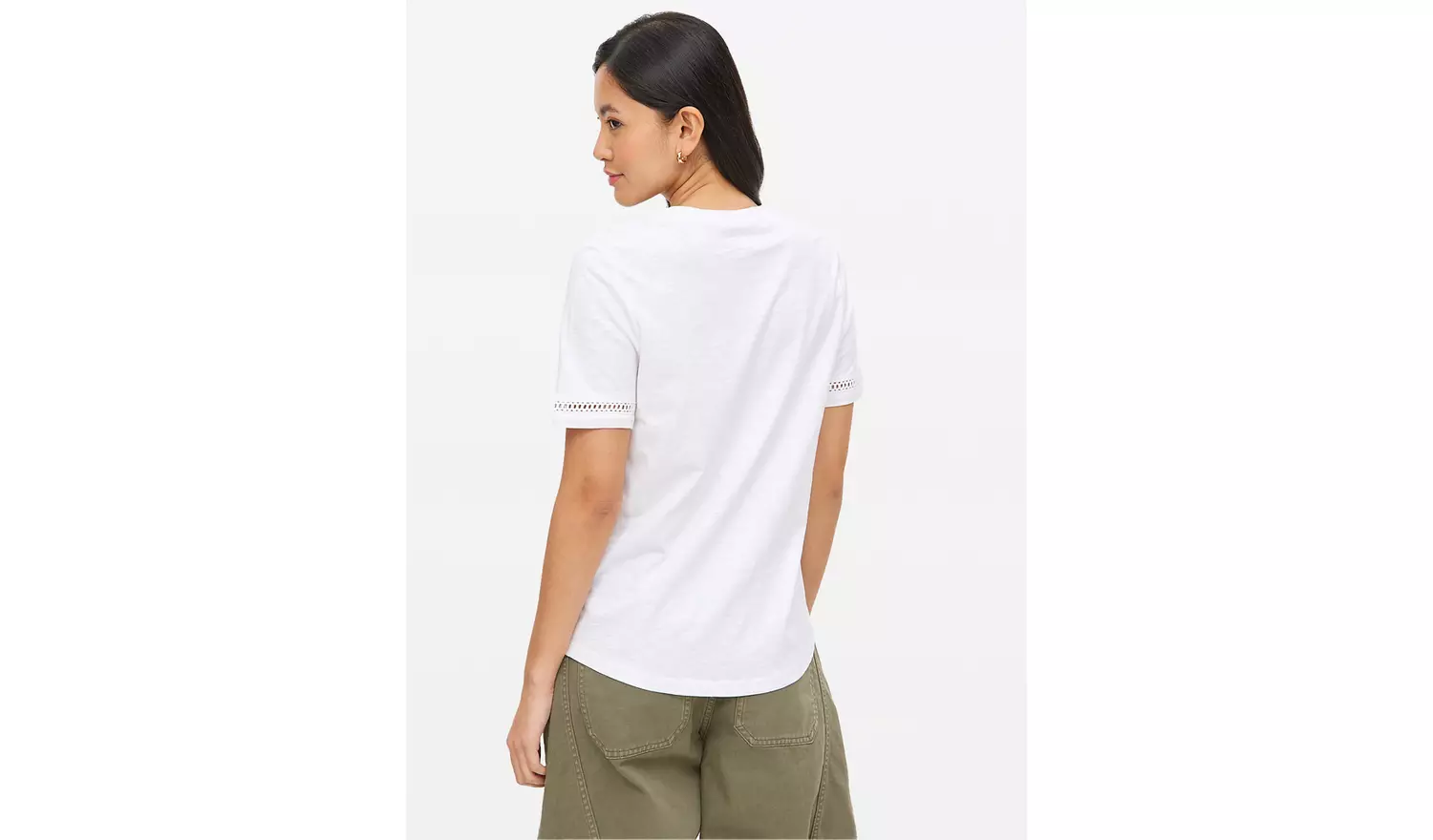 White Cut-Out Embroidered T-Shirt 12