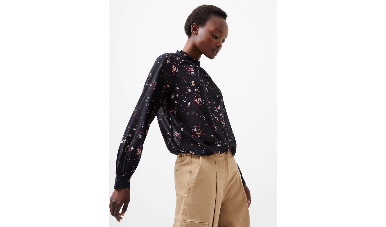 FRENCH CONNECTION Carina Georgette High Neck Top XS