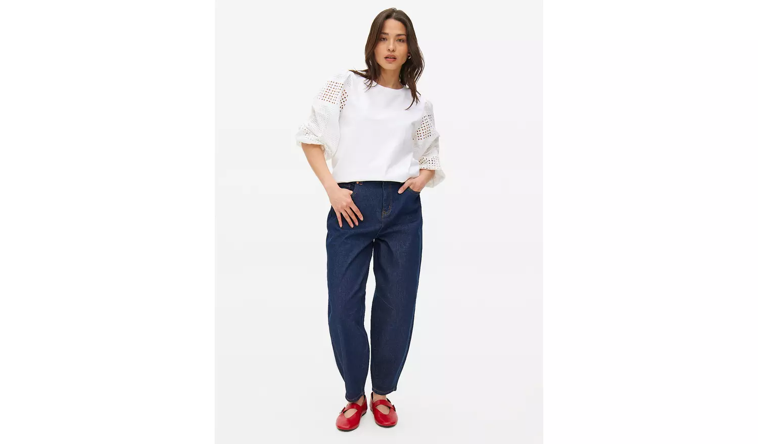 White Broderie Detail Top 16