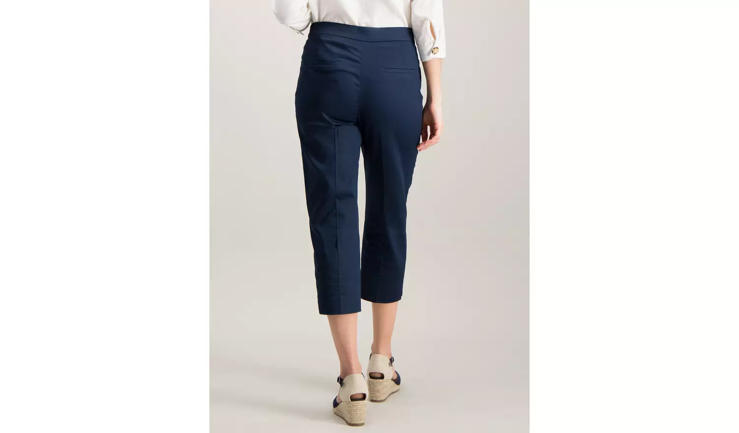 Navy Plain Capri Trousers - 24