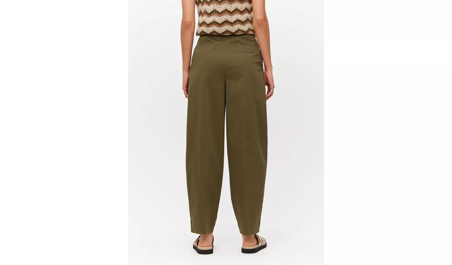 Khaki Barrel Leg Chino Trousers 12L