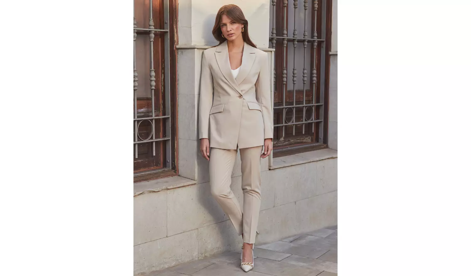 SOSANDAR Natural Slim Leg Trousers 6