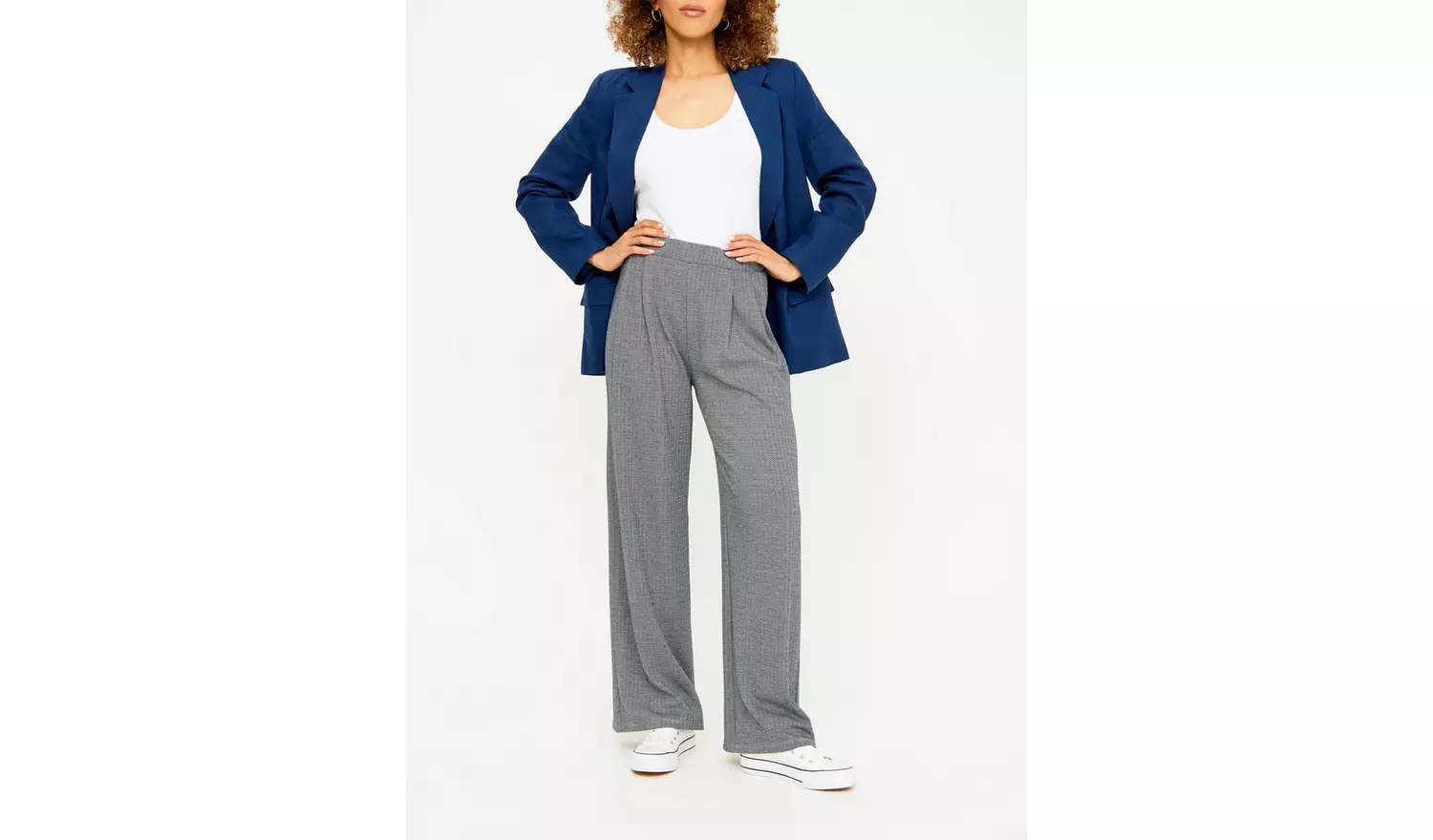 Grey Ponte Herringbone Trousers 14